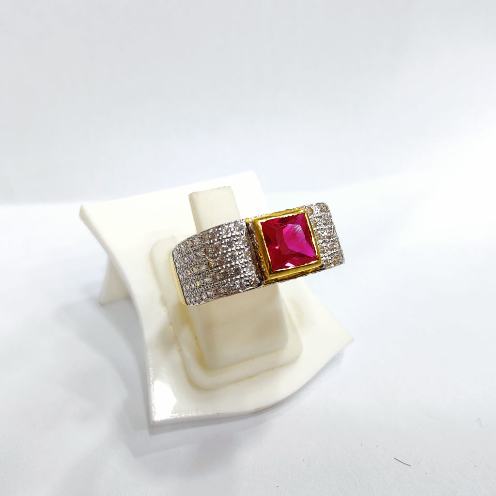 22KT Gold Pink Stone Ring For Men