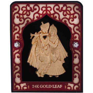 24k gold leaf radha krishna gifteble stand by 