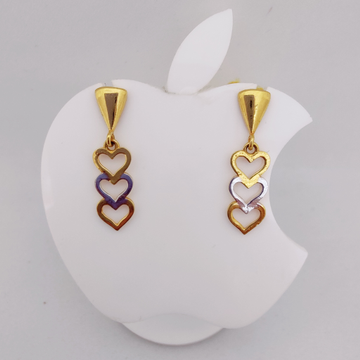 22k Gold Triple Heart Shape Earring by 