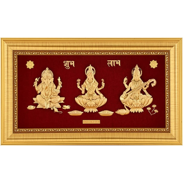22k gold leaf ganeshji-laxmiji-saraswatiji frame by 