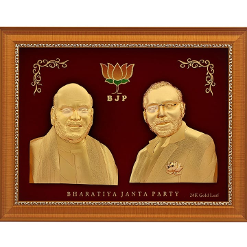 22k gold leaf amit shah and Narendra Modi frame by 