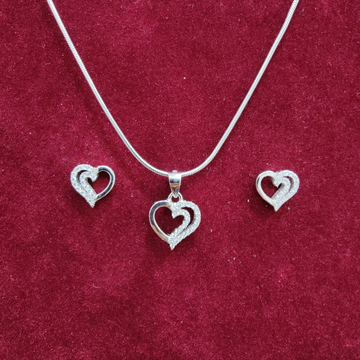 925 silver heart shape chain pendant set by 