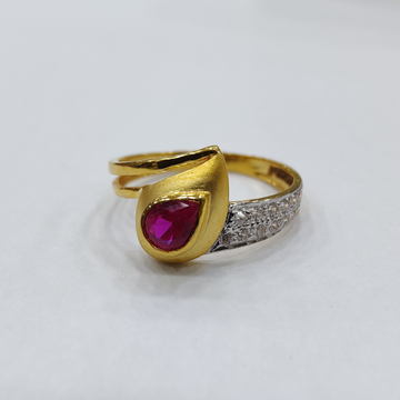 916 gold Pear Shaped Ruby Stone ring by 