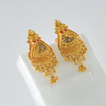 916 Gold Plain Medium Hanging Earrings by 