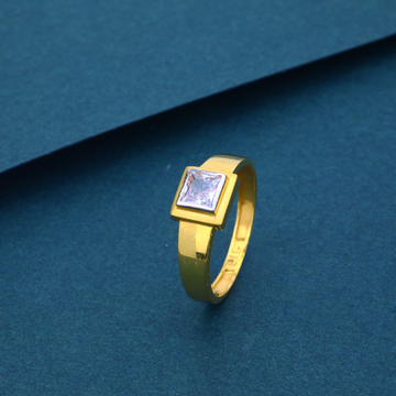 22K Gold Square Single Stone Ladies Ring by 