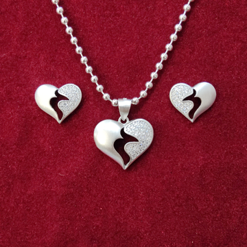 925 silver heart shape chain pendant set by 