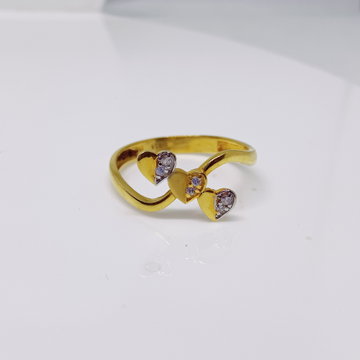 916 Gold Triple Heart Diamond Ladies Ring by 