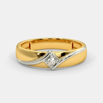 916 gold single stone square ladies and gents ring by 