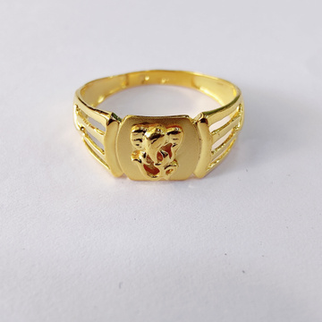 916 Gold Plane Ganesh Gents Ring by 
