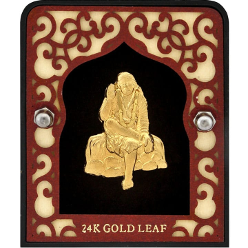 24k gold leaf sai baba frame by 