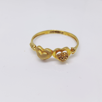 22k gold plain two heart shape ladies ring by 