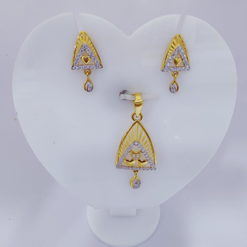 22k Gold Exclusive Triangle With Heart Pendant Set by 