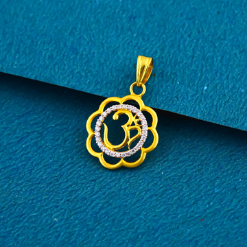 22k gold om Floral  diamond pendant by 