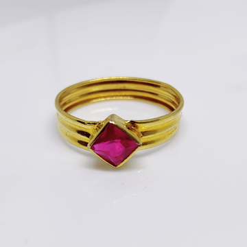 18K Gold Square Single Colour Stone Ladies Ring by 