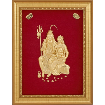 24k gold leaf shiv-parivar frame by 