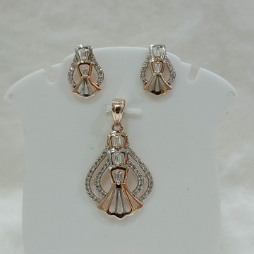 18k gold CZ rose gold pendant set by 