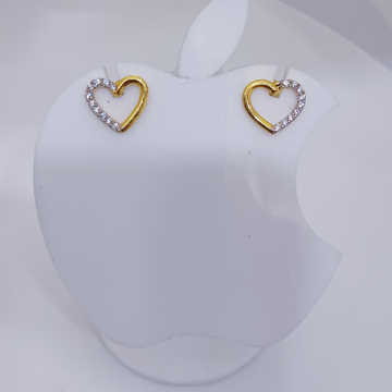 916 gold plain and diamond heart shape earring by 
