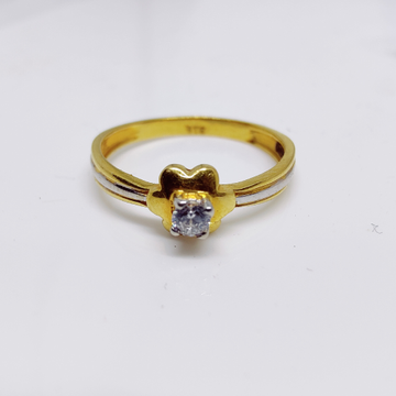 916 gold Floral Pattern single stone ladies ring by 