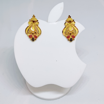 22k gold plain kalkatti design ladies earring by 