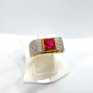 22KT Gold Pink Stone Ring For Men by 