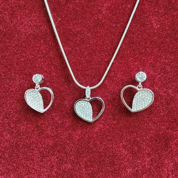 925 Sterling Silver Heart Shape Design Diamond Nec... by 