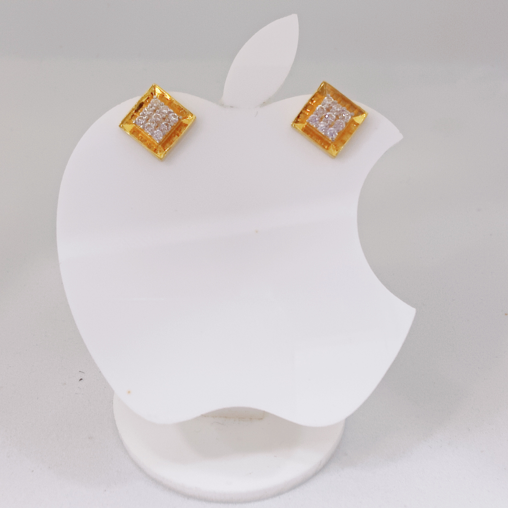 22k gold solitaire square shape exclusive ladies earring