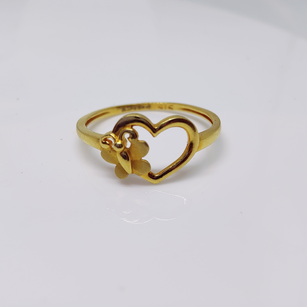 22k gold plain heart and butterfly ladies ring