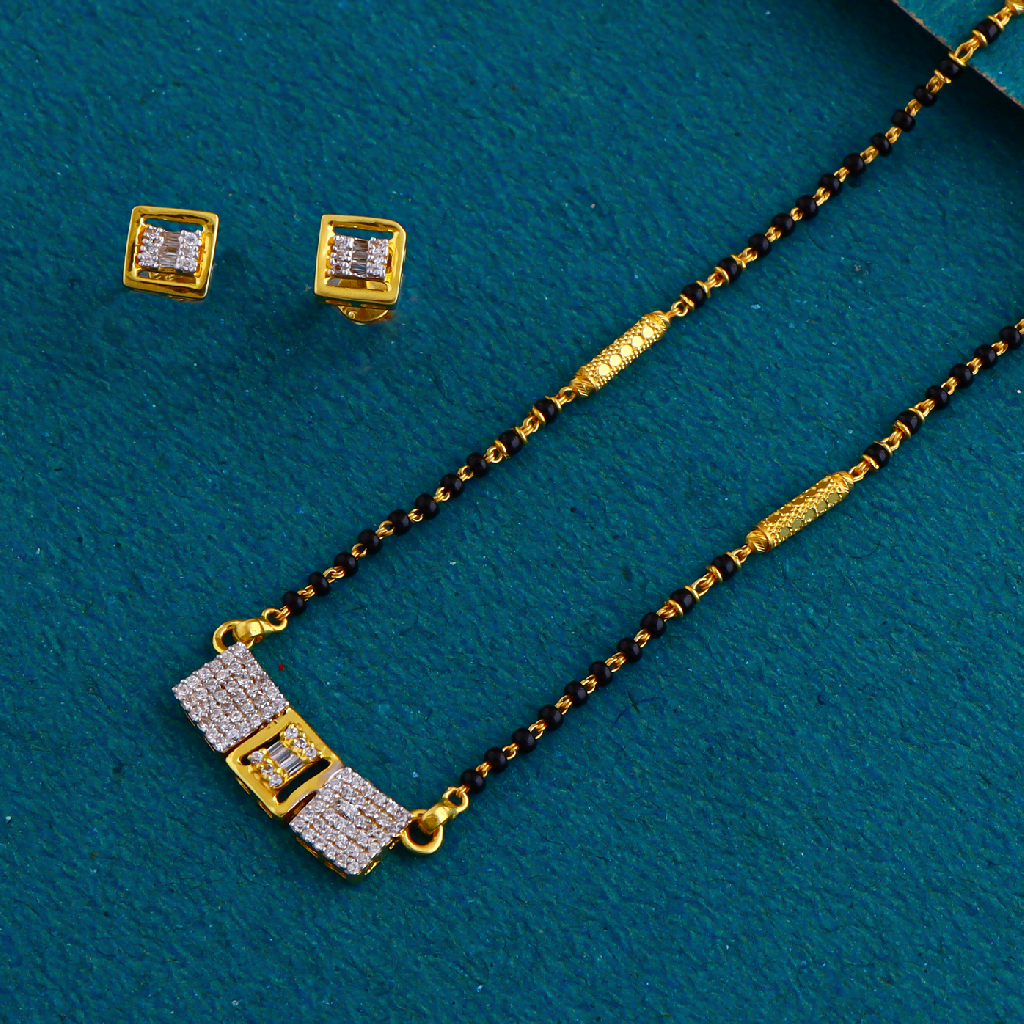 22K Gold Modern Design Stone Working Mangalsutra