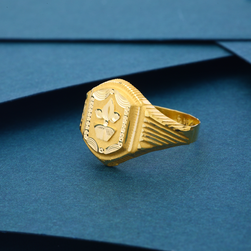 916 Gold Flower Design Ring For Men
