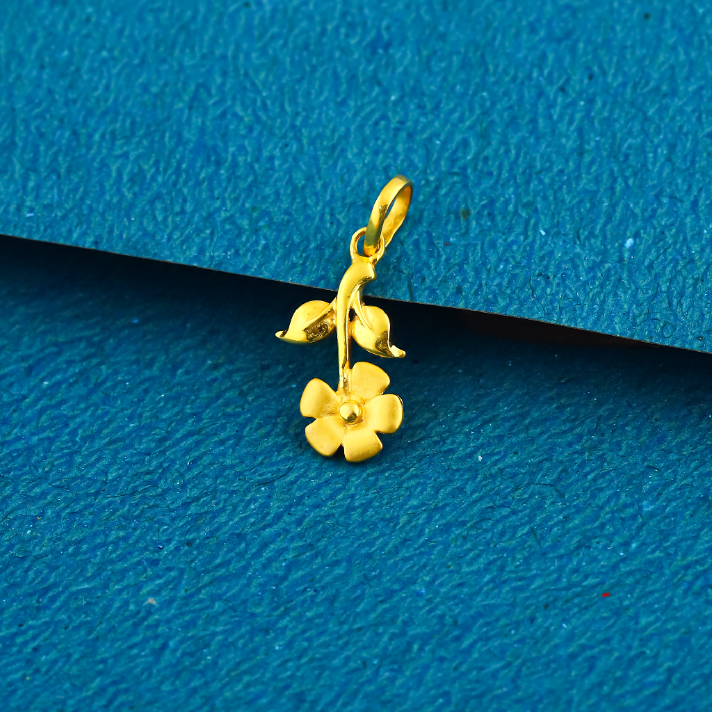 916 gold plain flower design pendant