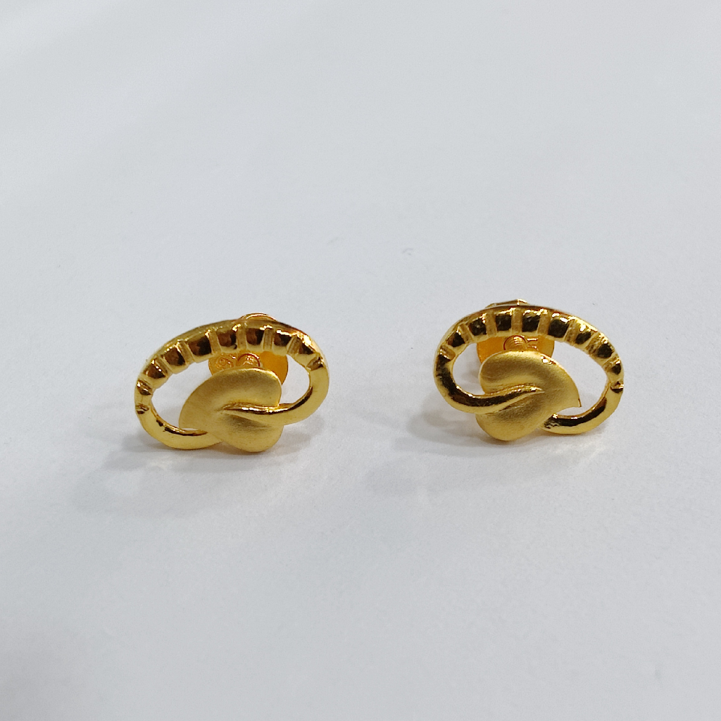 916 gold plain mango shape Earring