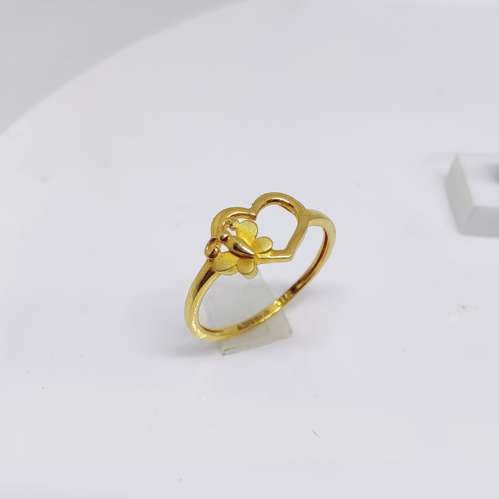 22k gold plain heart and butterfly ladies ring