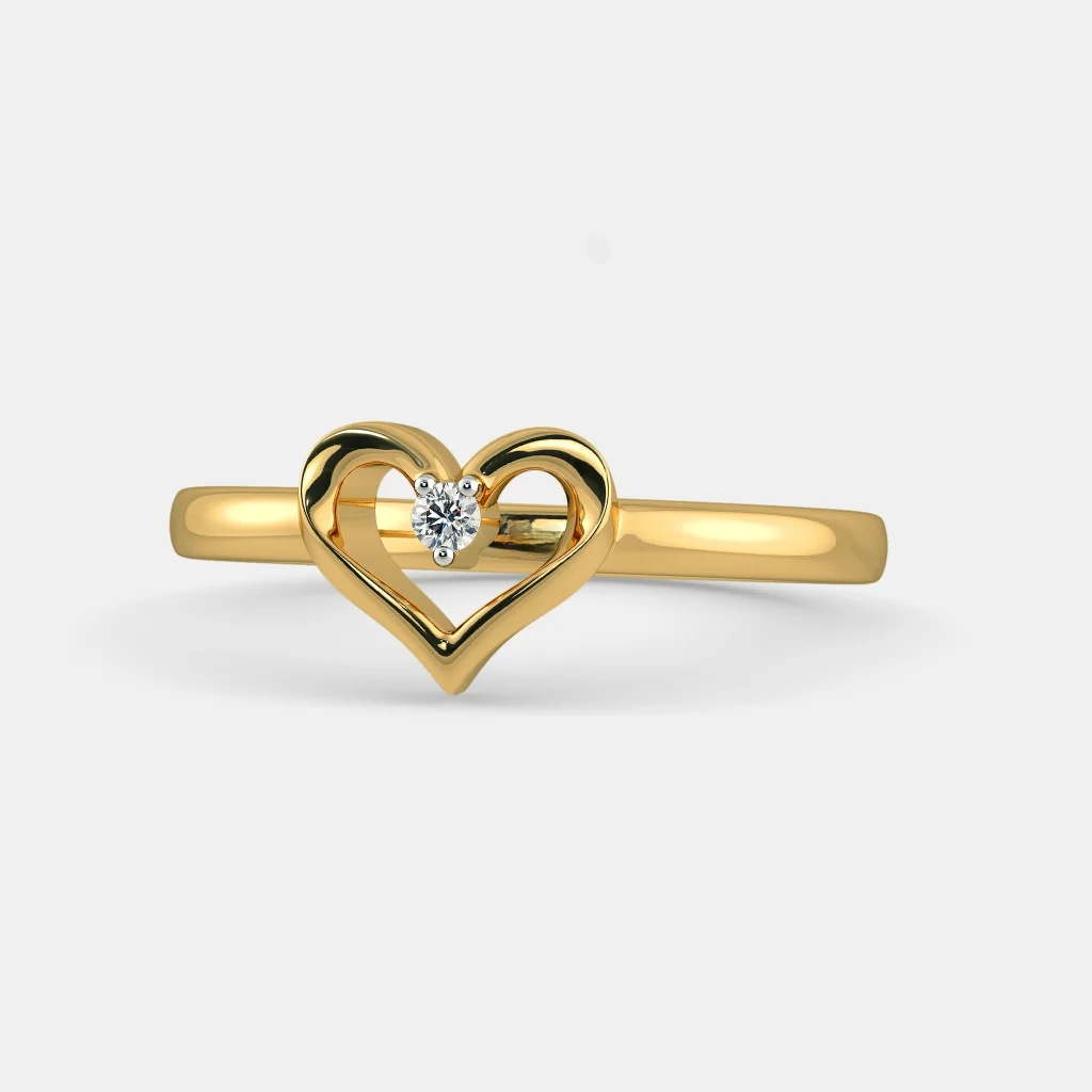 22k gold heart shape single stone ladies ring