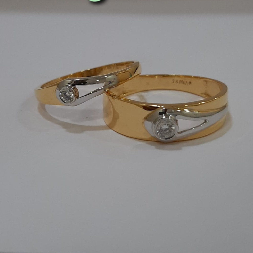 22k gold square couple ring