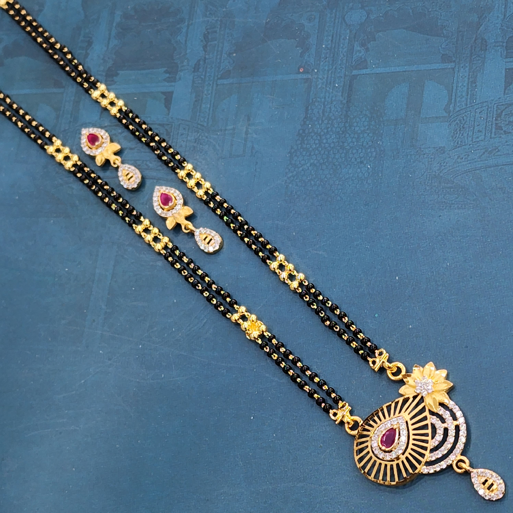 1.gram gold forming fashion Single Stone jewellery mangalsutra