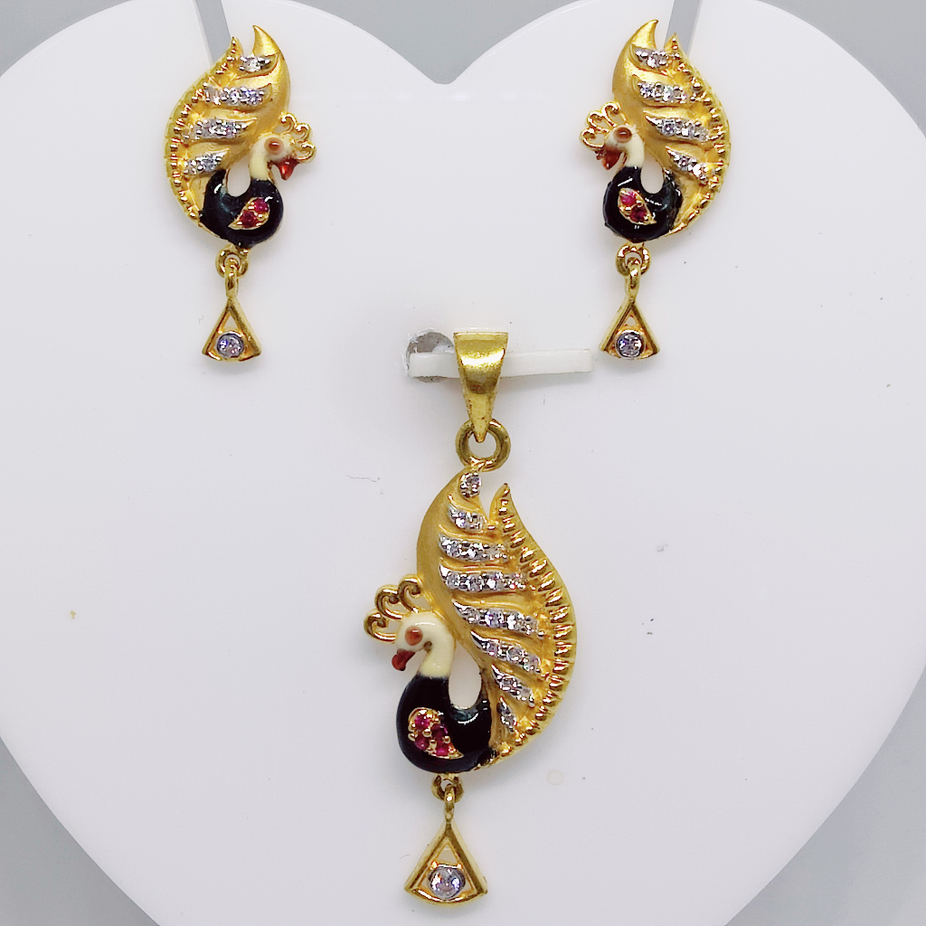 22k gold peacock design exclusive pendant set