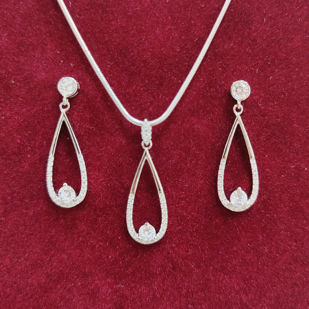 925 silver u shape chain hanging pendant set