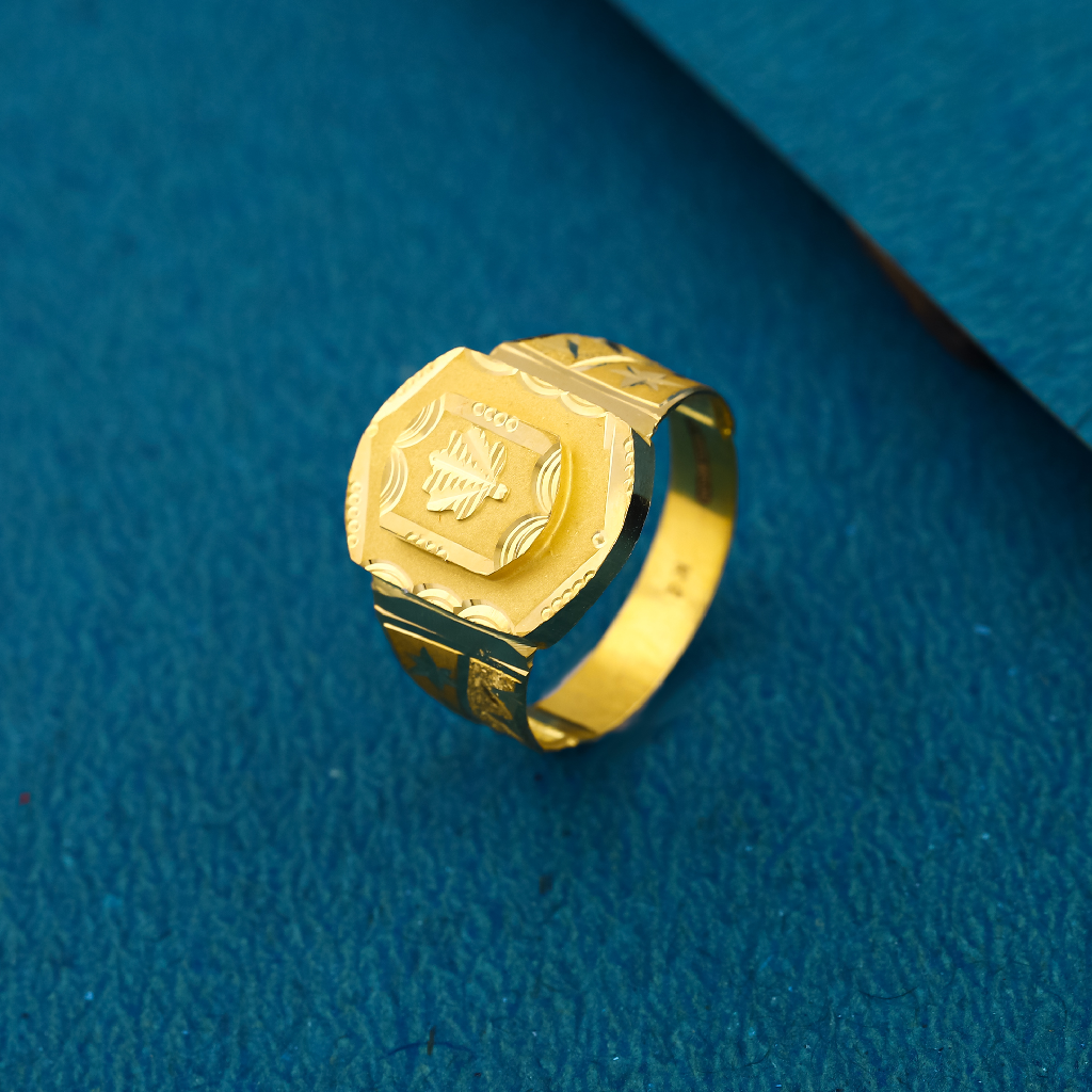 22K 916 Plain Nakshi Work Gold Ring For Mens