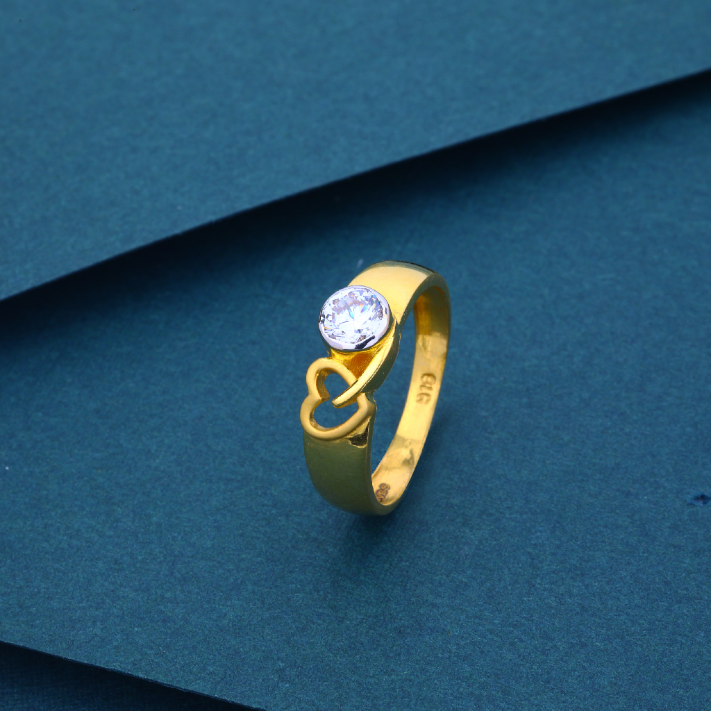 22K Gold Fancy Single Stone And Heart Shape Ring