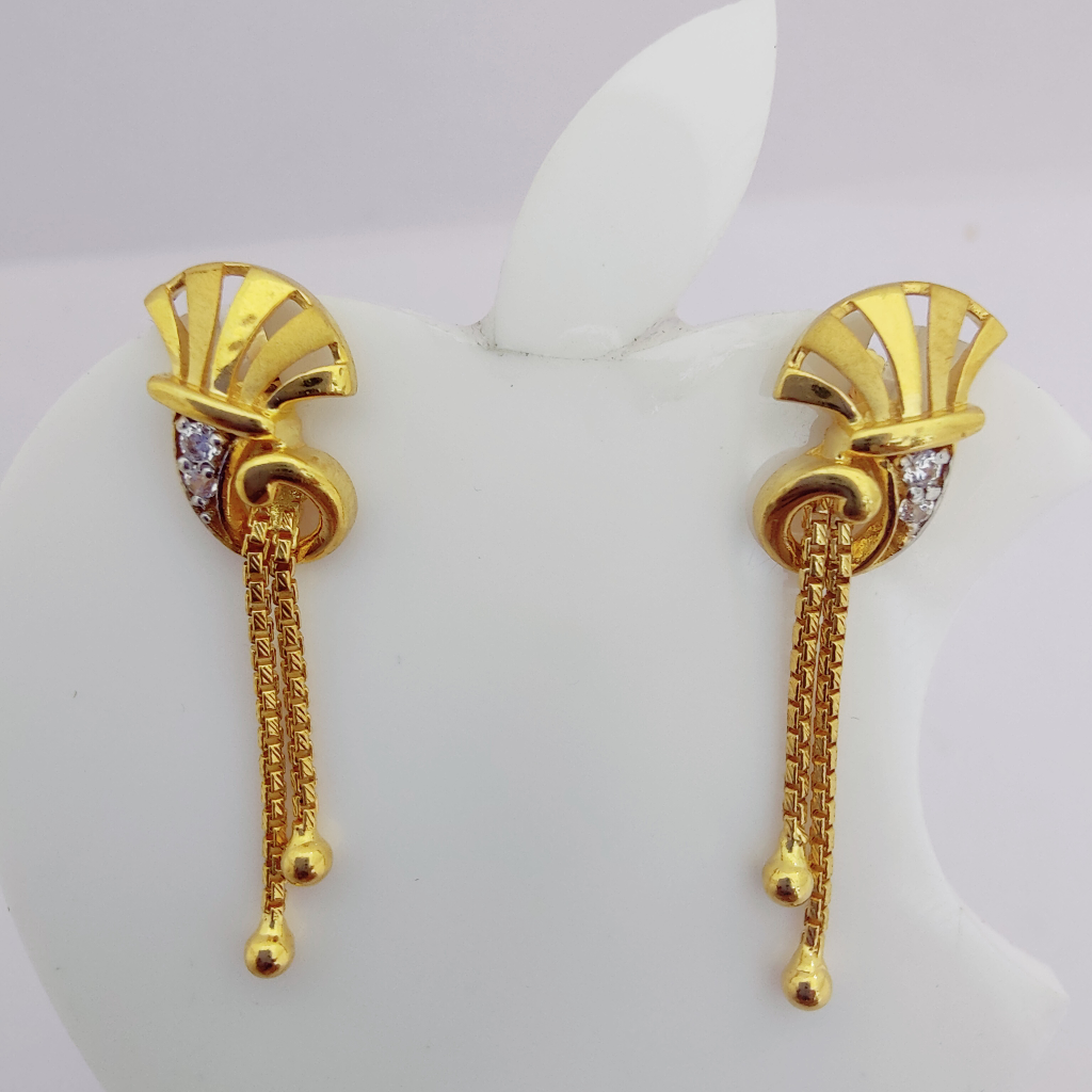 22K Gold Earrings For Women - 235-GER14158 in 1.800 Grams