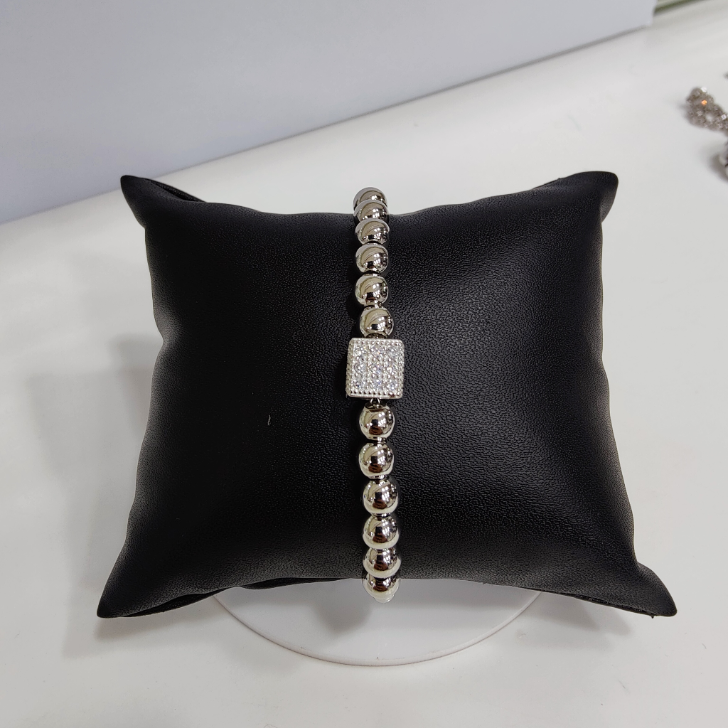 925 silver flexible plain ball bracelet