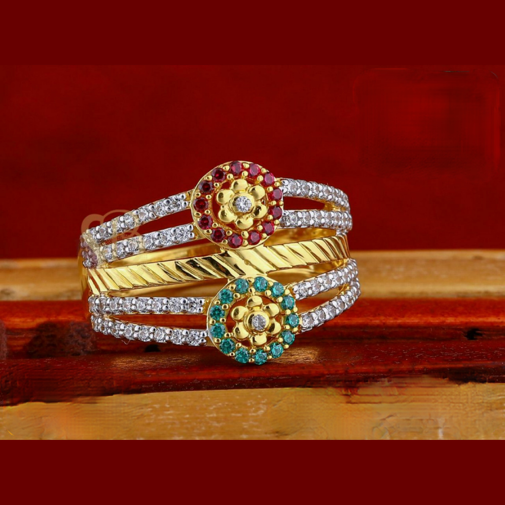 22k gold diamond color stone ring