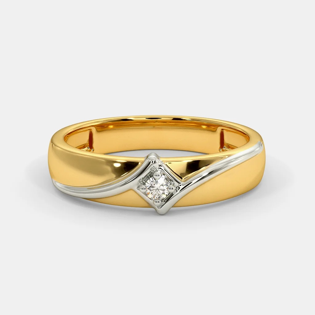 916 gold single stone square ladies and gents ring