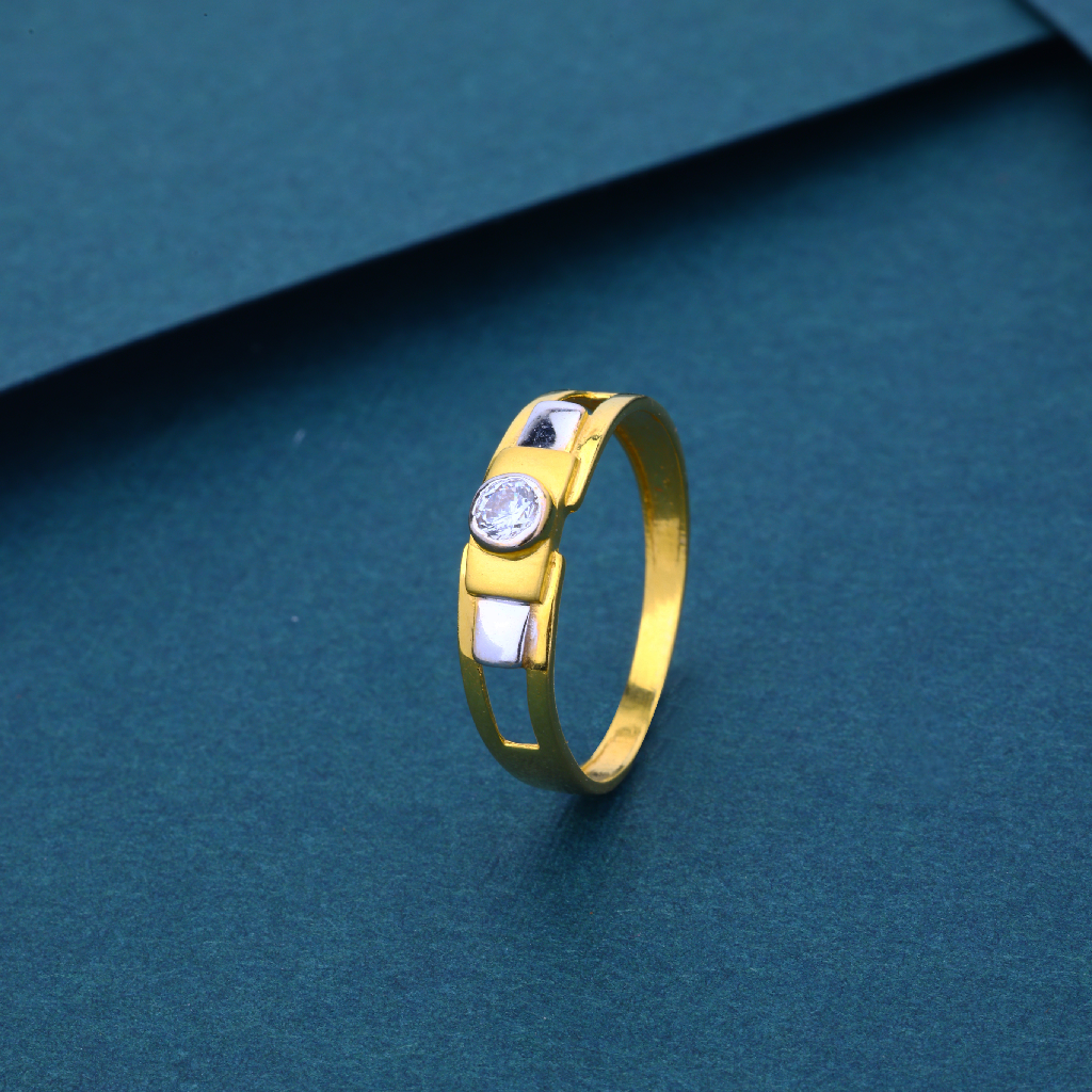 22K Gold Single Stone Gents Ring