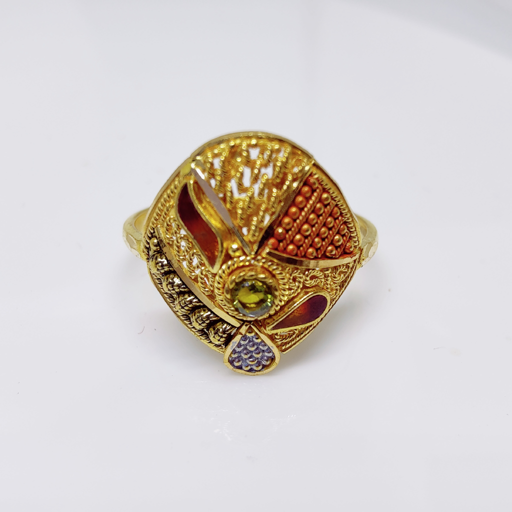 22k gold plain meenakari ladies ring