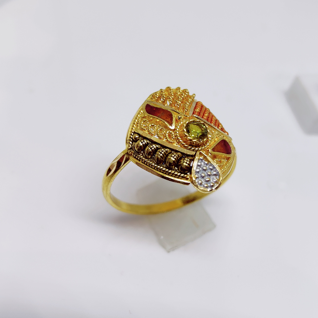 22k gold plain meenakari ladies ring