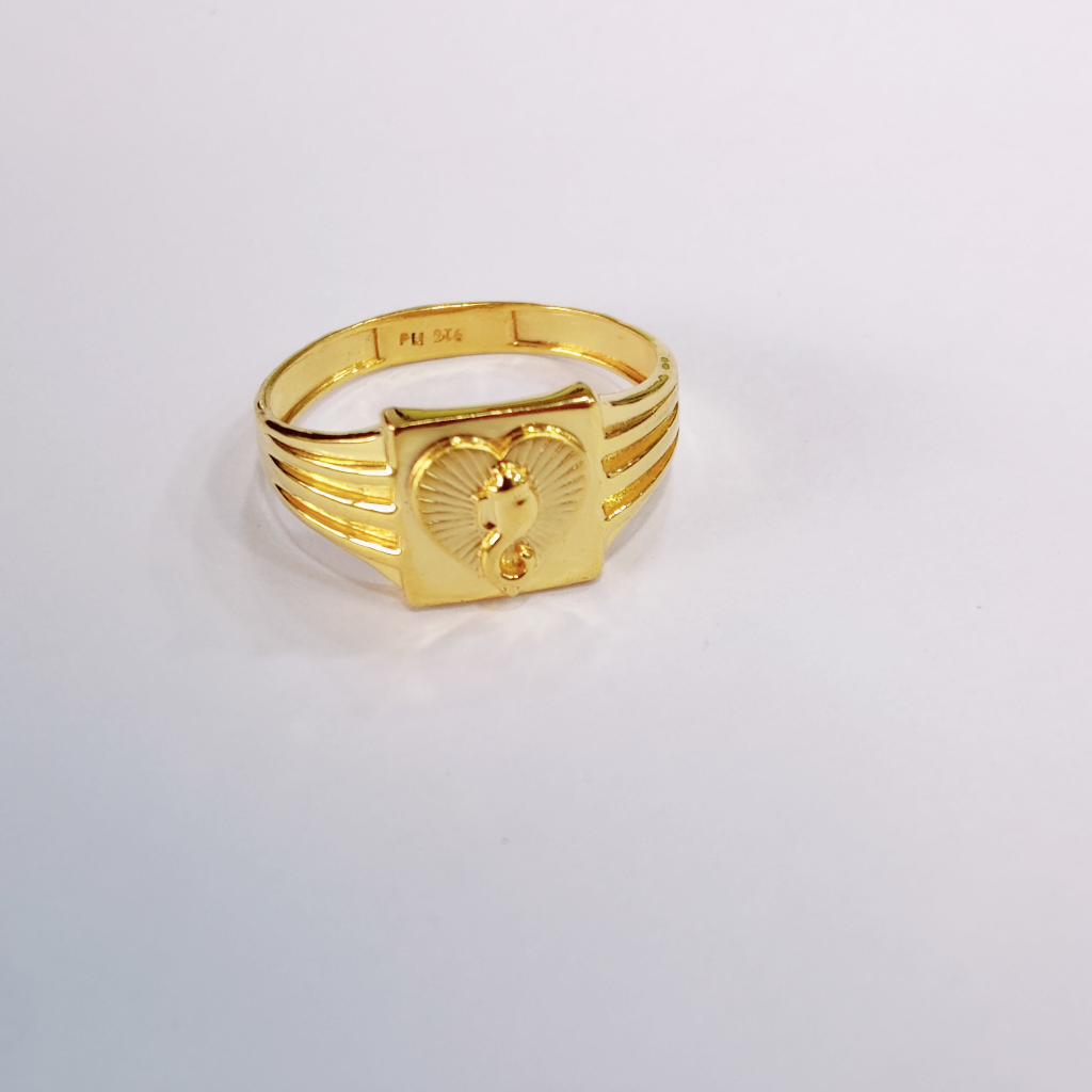 916 Gold Ganesh Design Ring For Men