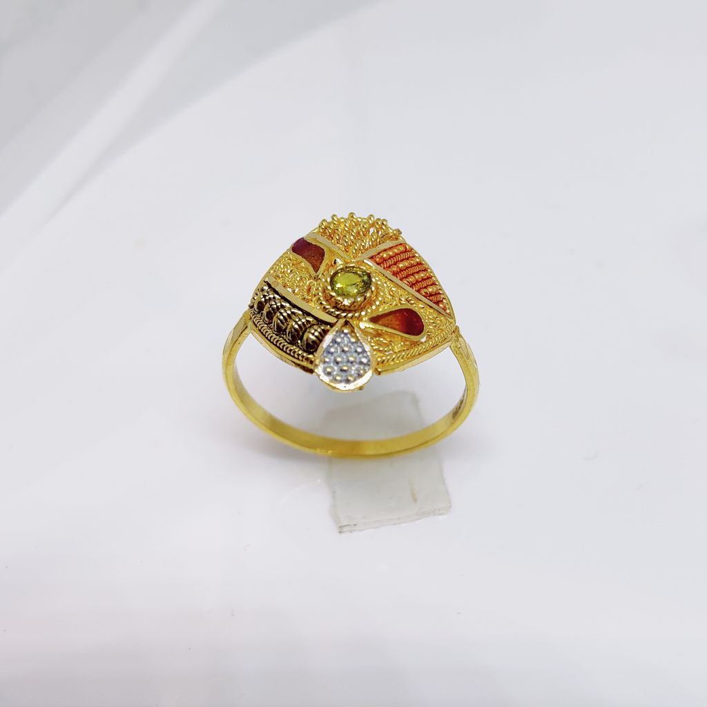 22k gold plain meenakari ladies ring