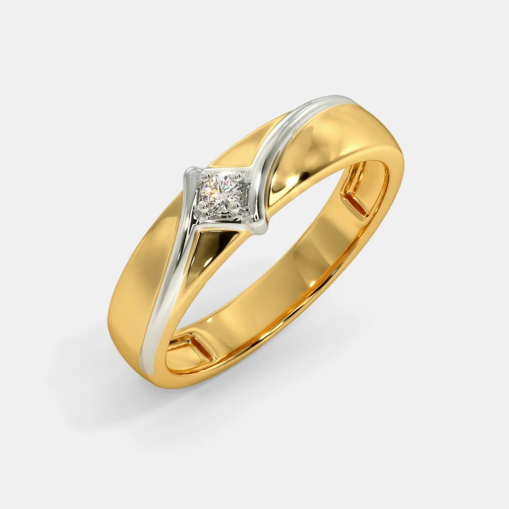 916 gold single stone square ladies and gents ring