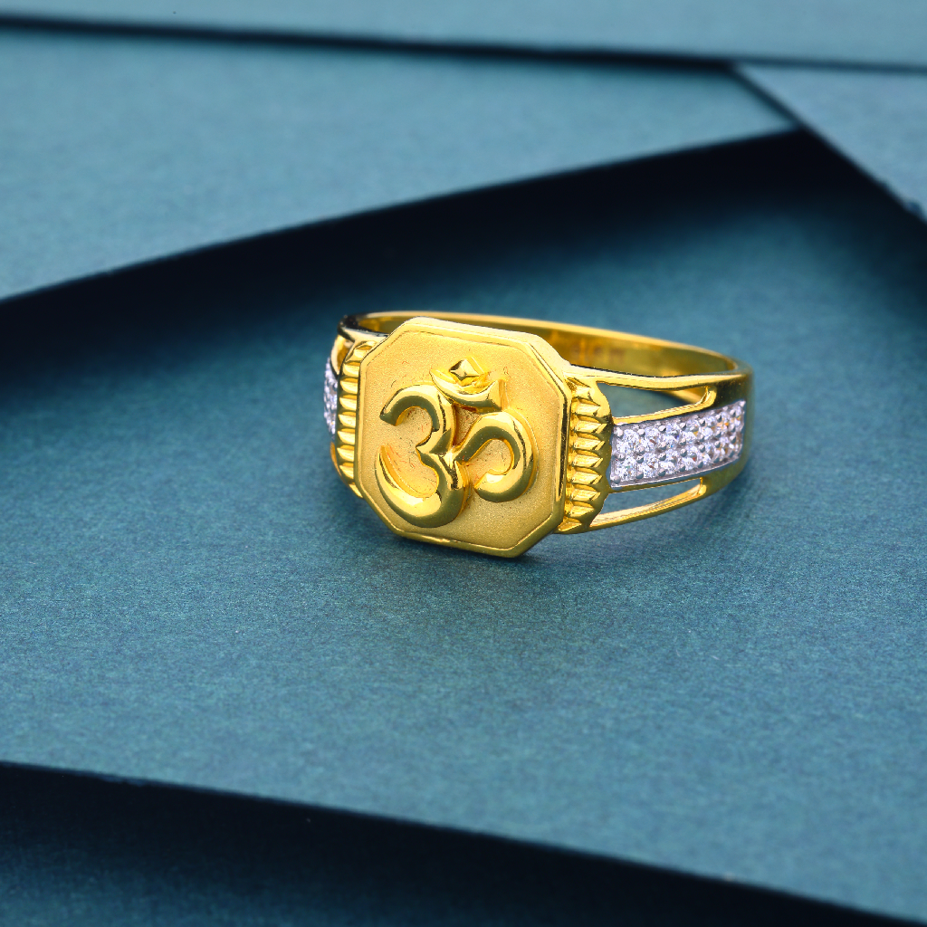 22K Gold Fancy Stone Om Ring